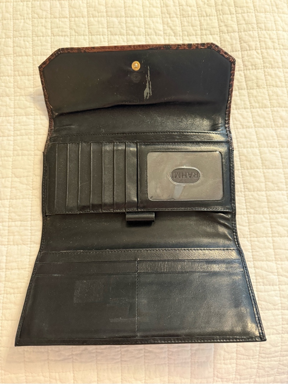 Brahmin Black Wallet with Brown Croc-Trim Accent - Picture 3 of 3